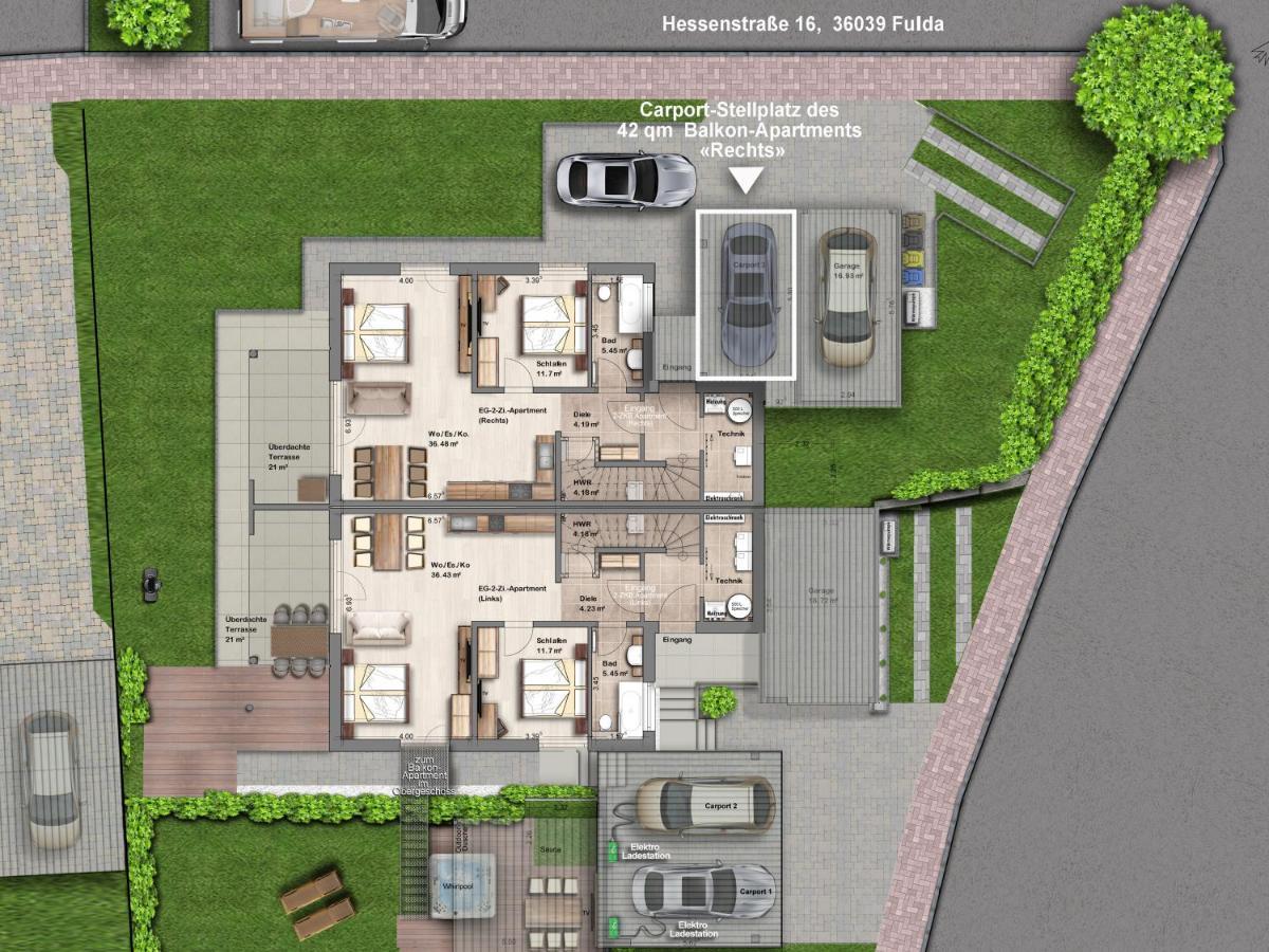 -Neubau- 42 Qm Balkon-Apartment 풀다 외부 사진